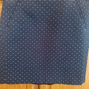 LOFT Dark Blue and White Polka Dot Pencil Skirt